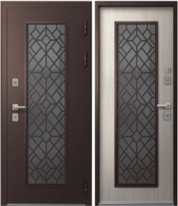 Входная дверь Эталон  Термо-СП10 (Шоколадный муар блеск - Дуб полярный)