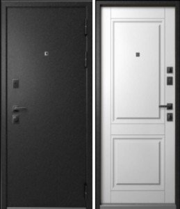 дверь Эталон S-1 (Чёрный муар блеск - Белая шагрень)