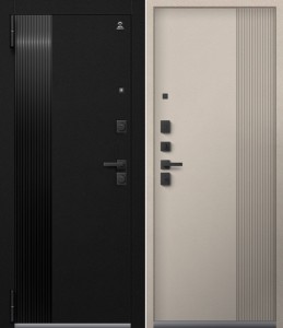 дверь Центурион Lux-2 Черный муар/Корунд черный - Корунд сливки