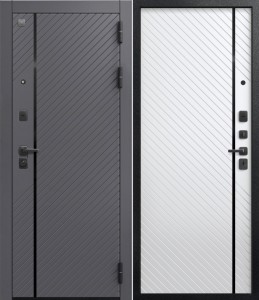 дверь В-18 Черный муар/ Кашемир графит - Кашемир белый